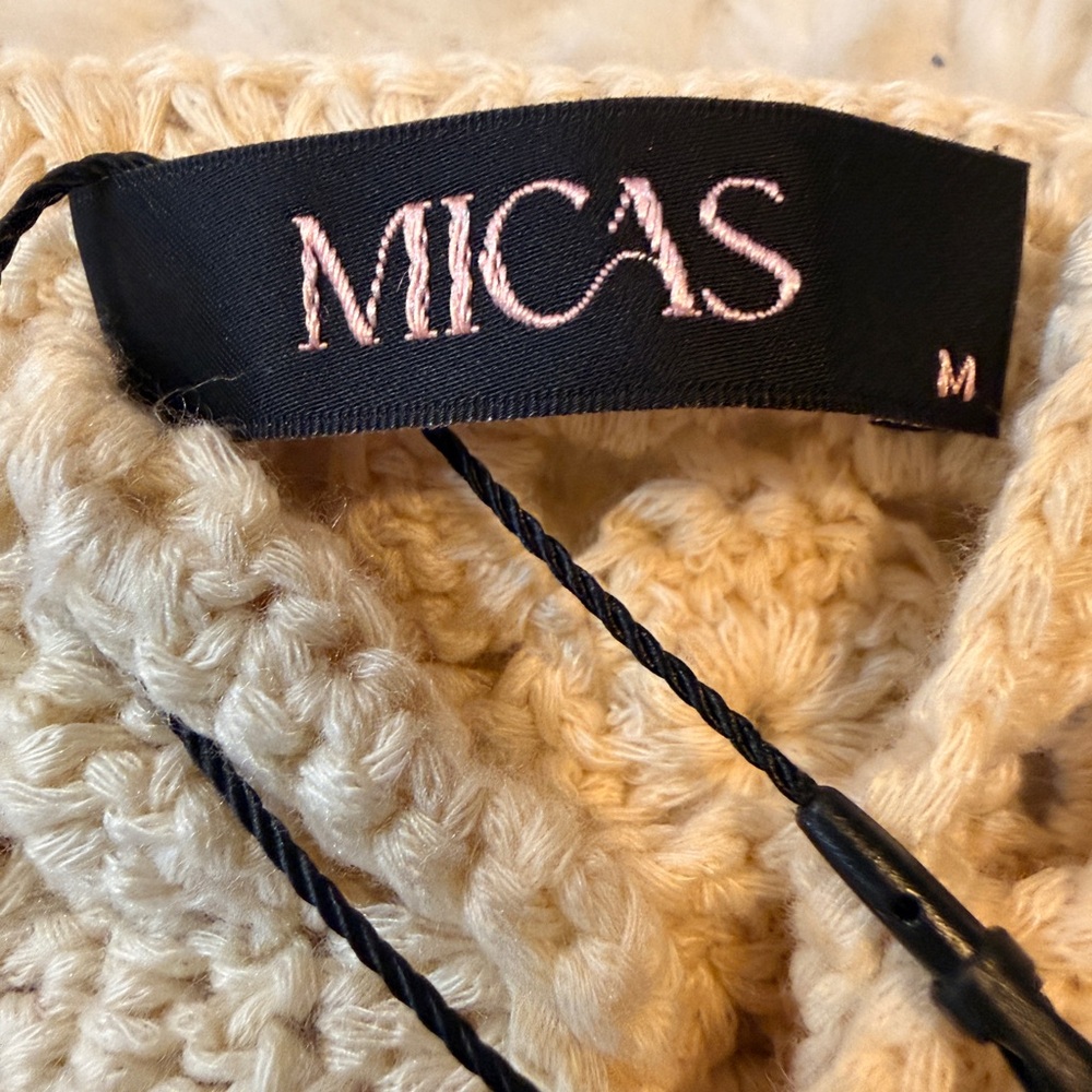 Micas NWT Multicolor Crochet Set Boho Festival Lace Up Top & Shorts Size M - Picture 3 of 10